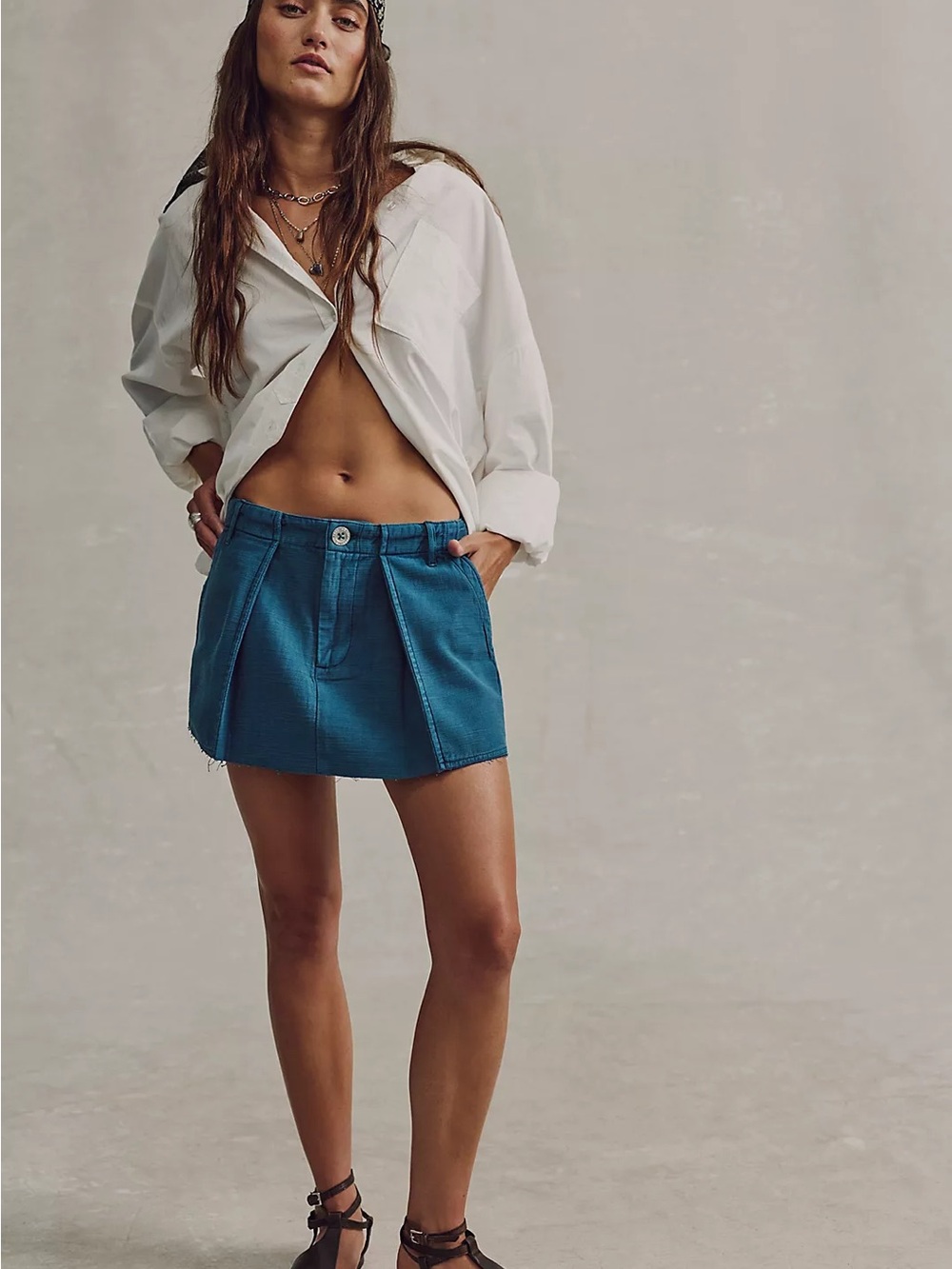 Free People Riverfront Surplus Mini Skirt/ sz 2/Sailor Blue